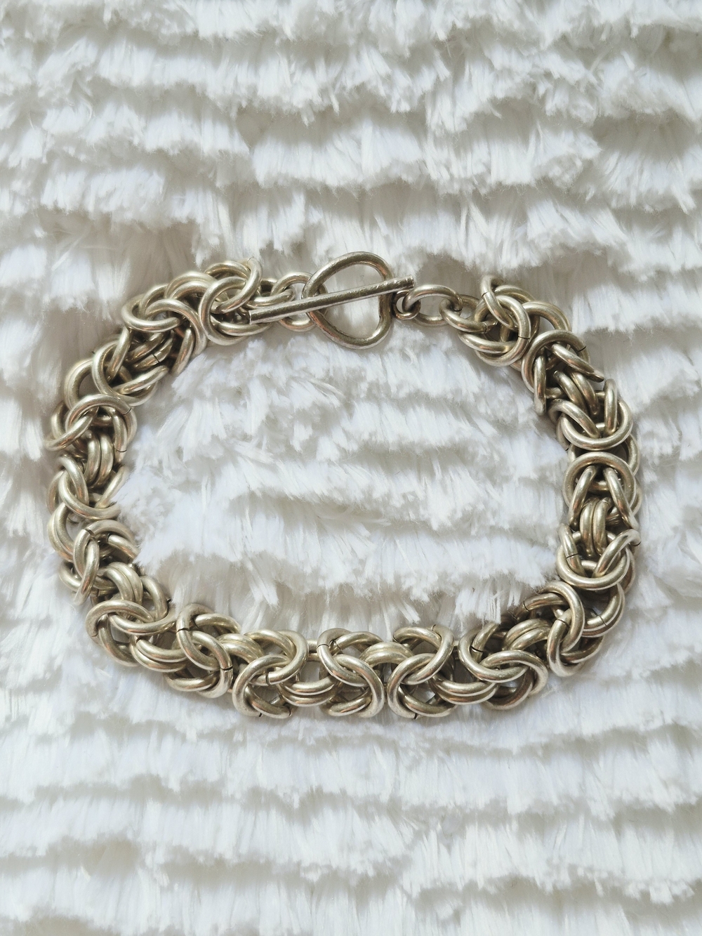 Chunky Sterling Silver Byzantine Chain Bracelet